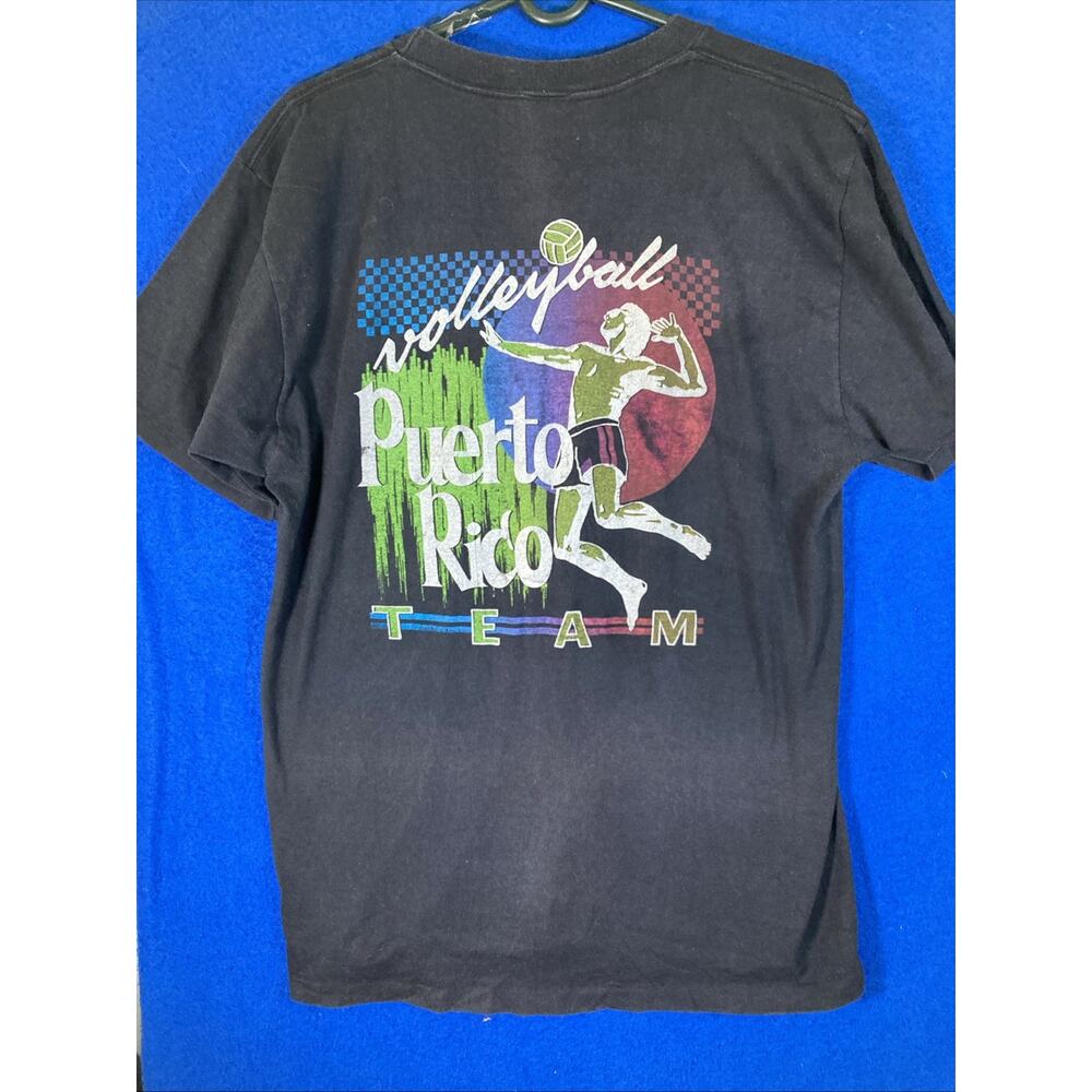Vintage 90s Puerto Rico Volleyball Team Graphic T-Shirt Black Mens Size Large - Picture 9 of 12